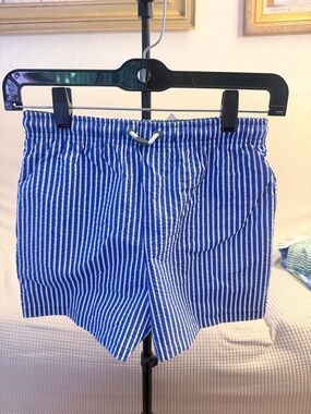 Zara Kids Blue & White Striped Elastic Waist Shorts